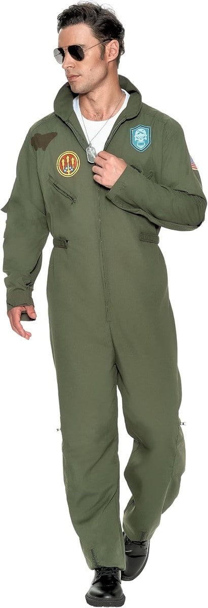 Spooktacular Creations Men’s Fighter Pilot Jumpsuit Adult, Pilot Costume Men with Accessory for Halloween