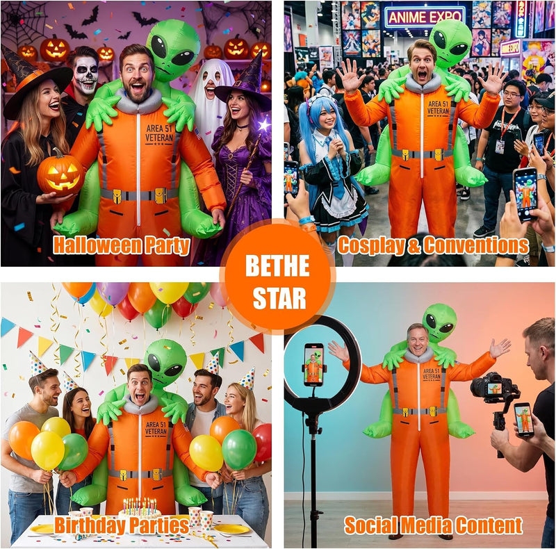 Visita la tienda COOLWUFAN Disfraz inflable de alienígena COOLWUFAN con 2 ventiladores, disfraces inflables para adultos