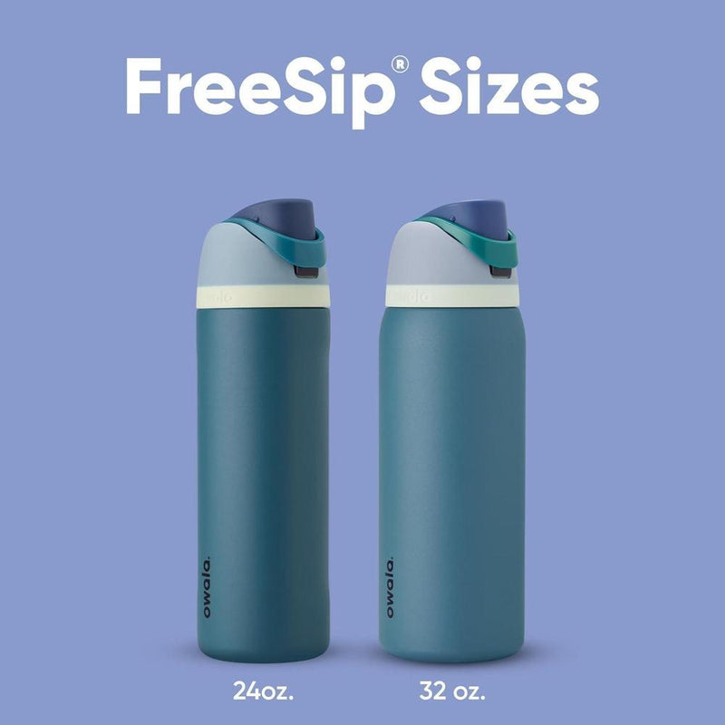 Owala - Botella de agua FreeSip de acero inoxidable con aislamiento, sin BPA, incluye sorbete, ideal para deportes y viajes, Denim