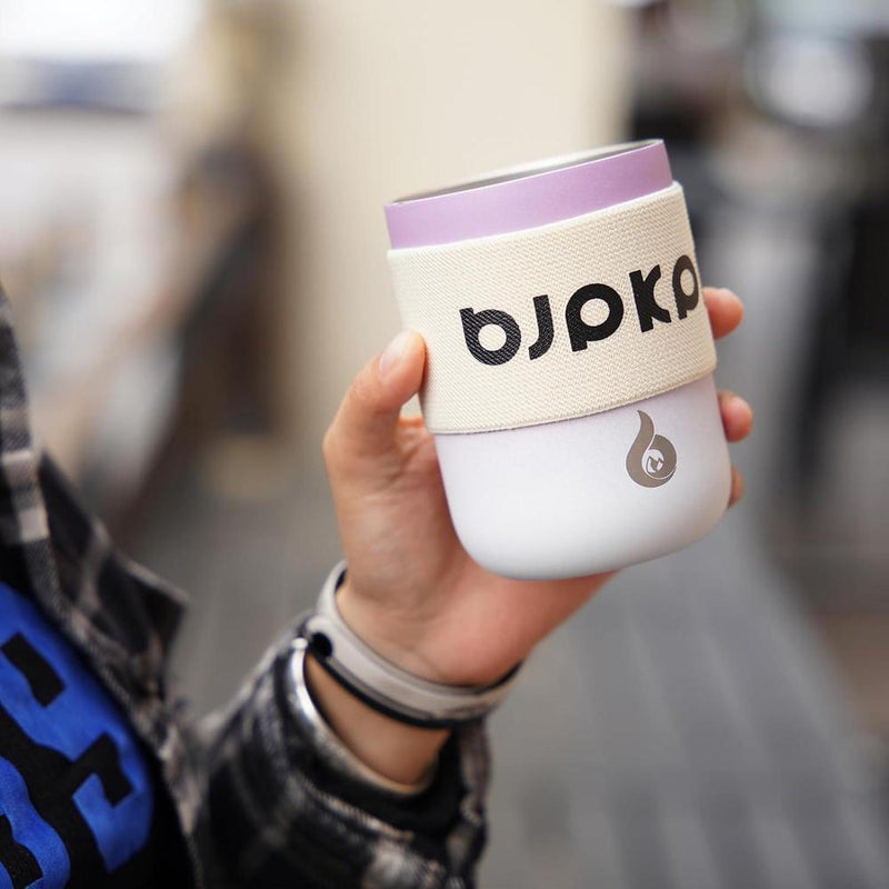 Vaso aislado BJPKPK con tapa y asa, ideal para café y viajes, en color lila