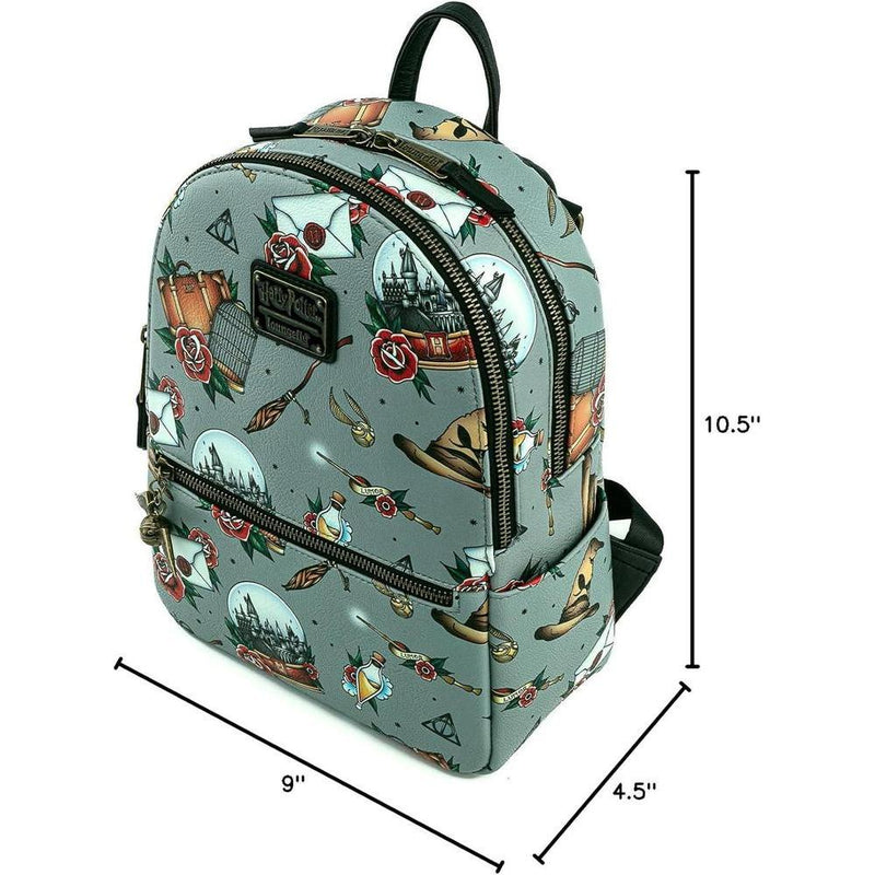 Loungefly Harry Potter Tattoo - Bolso de hombro con doble correa para mujer, diseño moderno y juvenil