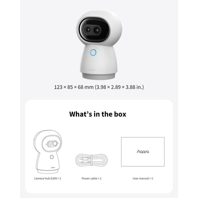 Aqara Hub cámara 4K UHD doble lente G350 para interior con zoom 9X, AI, HomeKit, Alexa, Google Home, SmartThings