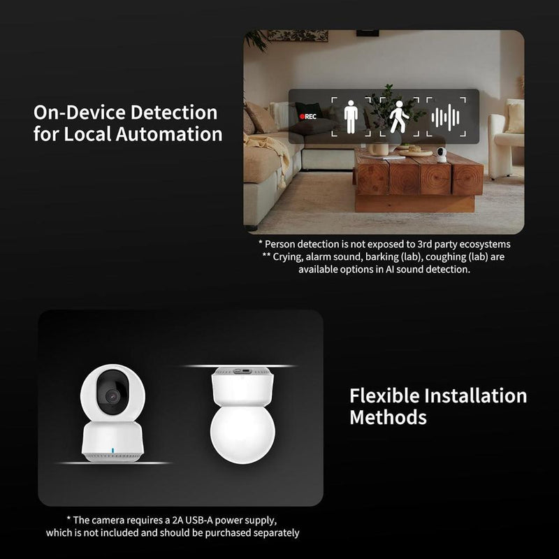 Aqara Cámara de seguridad E1 con visión 2K, panorámica, audio bidireccional, visión nocturna, compatible con HomeKit y Alexa