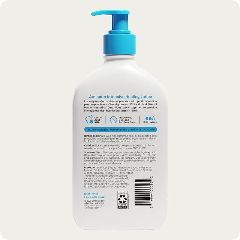 Loción Corporal Amlactin Intensiva Con Ácido Láctico AHA Y Ceramidas Para Piel Extremadamente Seca