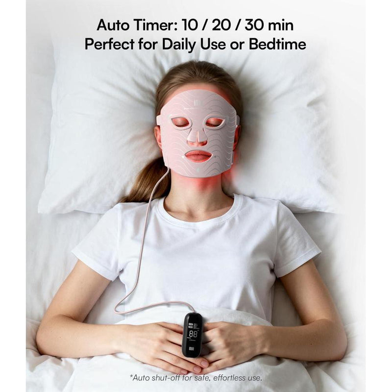 Máscara de luz roja INIA con 4 modos de luz incluyendo NIR, LED recargable para brillo radiante y rejuvenecimiento facial en casa