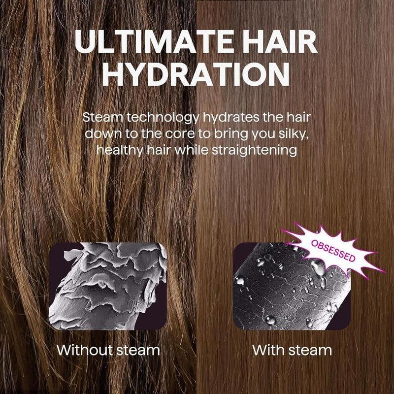 Plancha de pelo a vapor Wavytalk con nano titanio y peine desmontable. Reduce daño, nutre y alisa con vapor