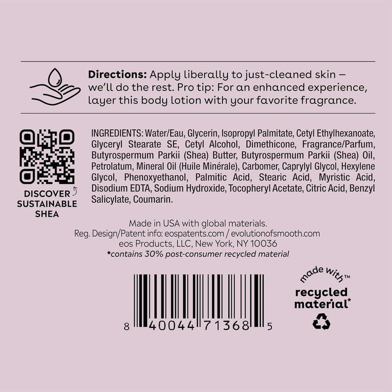 eos Loción corporal Coconut Waters, cuidado de piel 24 horas, ligera, no grasa, con karité natural, vegana, libre de crueldad