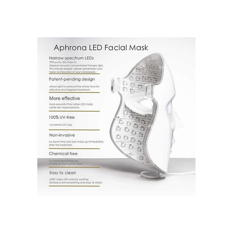 Aphrona Máscara facial LED aprobada por la FDA para reducción de arrugas y eliminación de acné con terapia de luz roja y azul