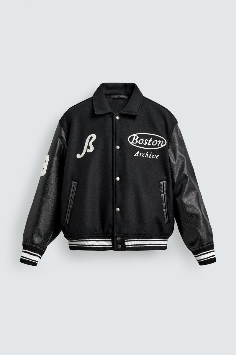 Cazadora Bomber Combinado Bordados Zara