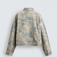 Cazadora Cropped Fit Denim Estampado Floral Zara