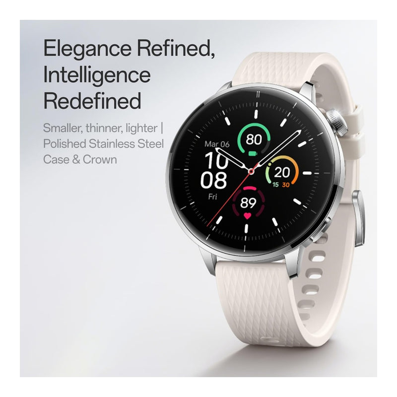Reloj Oneplus 3 De 43mm En Acero Negro Con Wearos, Almacenamiento De 32gb, Batería De 60 Horas, Bluetooth Y Navegación Gps