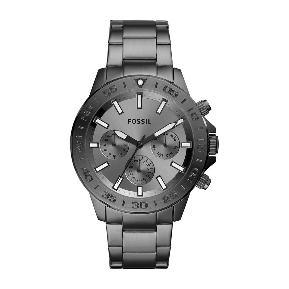 Bannon reloj multifunción moderno de acero inoxidable ahumado, diseño sofisticado para el hombre actual