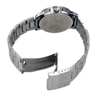Reloj analógico estándar Casio para hombre, acero inoxidable con esfera negra y función de fecha romana, movimiento japonés