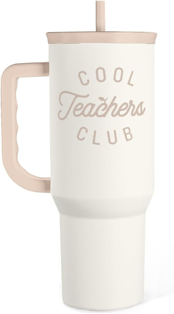 SANDJEST Teacher Appreciation Gift for Women – Stainless Steel Insulated Tumbler with Handle - Teachers Travel Coffee Mug Cup for Women Back to School Birthday Christmas, 40oz