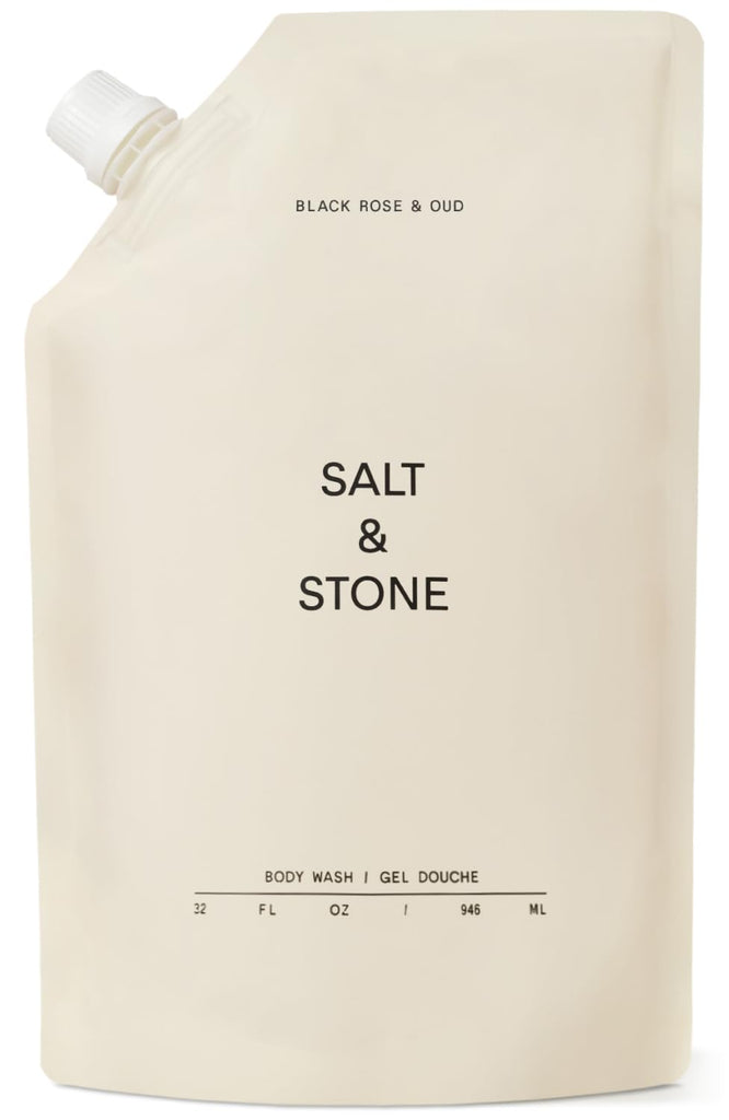 Salt & Stone Body Wash for Women & Men, Black Rose & Oud Refill 32 fl oz