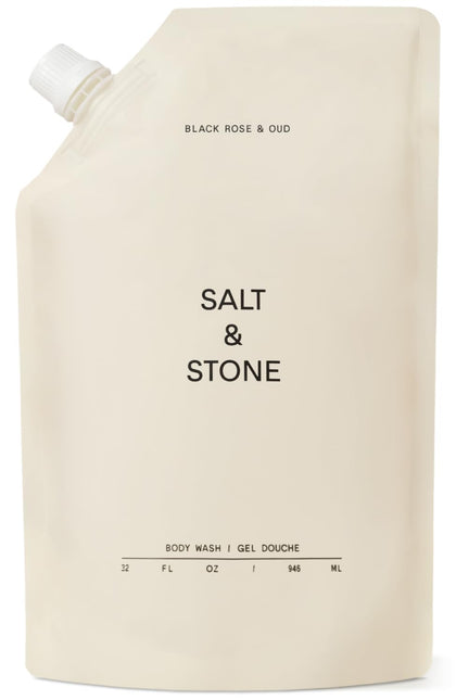 Salt & Stone Body Wash for Women & Men, Black Rose & Oud Refill 32 fl oz