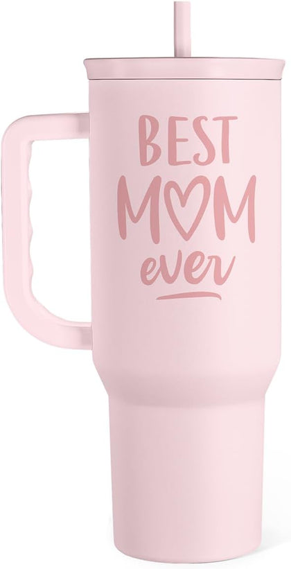 SANDJEST Gift for Mom - Best Mom Stainless Steel Tumbler with Handle, Travel Coffee Mug for Moms - Gifts for Birthday Christmas Mothers Day, 40oz