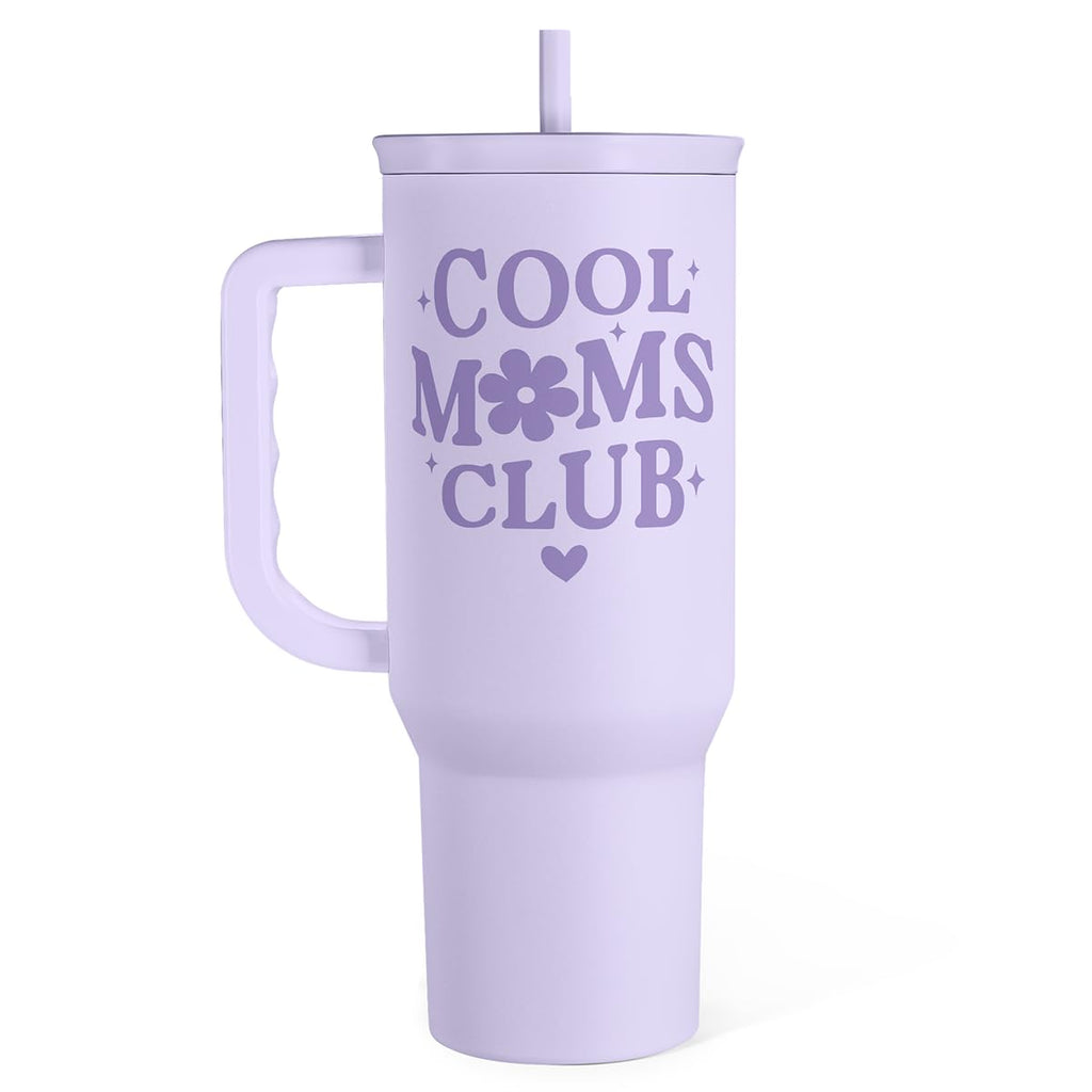 Gift for Mom - Cool Mom Club Stainless Steel Tumbler with Handle, Travel Coffee Mug for Moms - Gifts for Birthday Christmas Mothers Day, 40oz