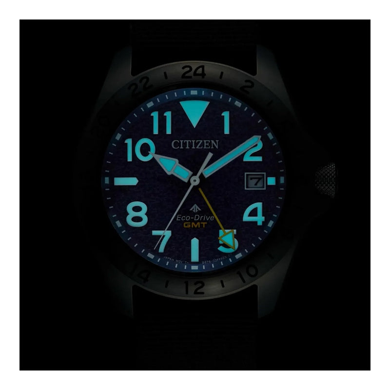 Reloj Citizen Promaster Land GMT Eco-Drive - Esfera Azul 39.5mm (BJ7150-09L)