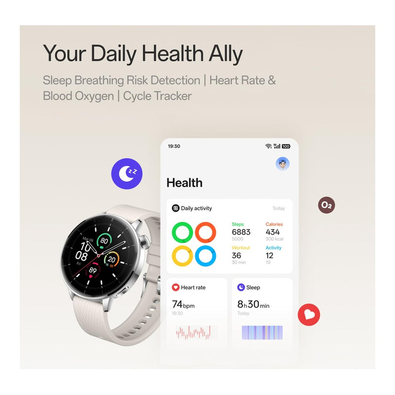 Oneplus Watch 3 43mm Acero Plateado, Pantalla Redonda, Wearos, 32gb Almacenamiento