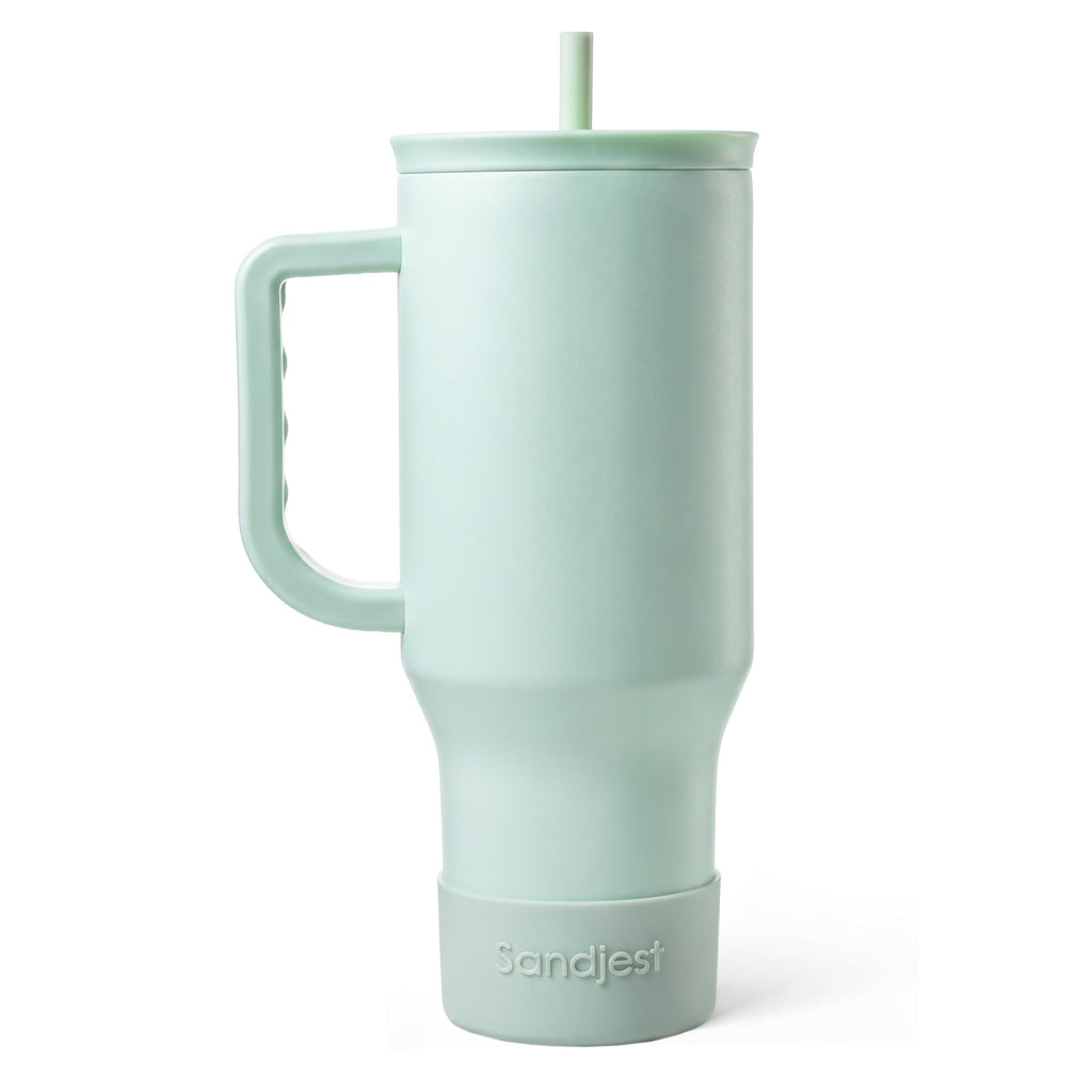 SANDJEST Mint 40oz Tumbler with Handle and Straw, Insulated Stainless Steel Travel Coffee Mug for Women Girls, Gift Idea for Birthday Christmas Mothers Day