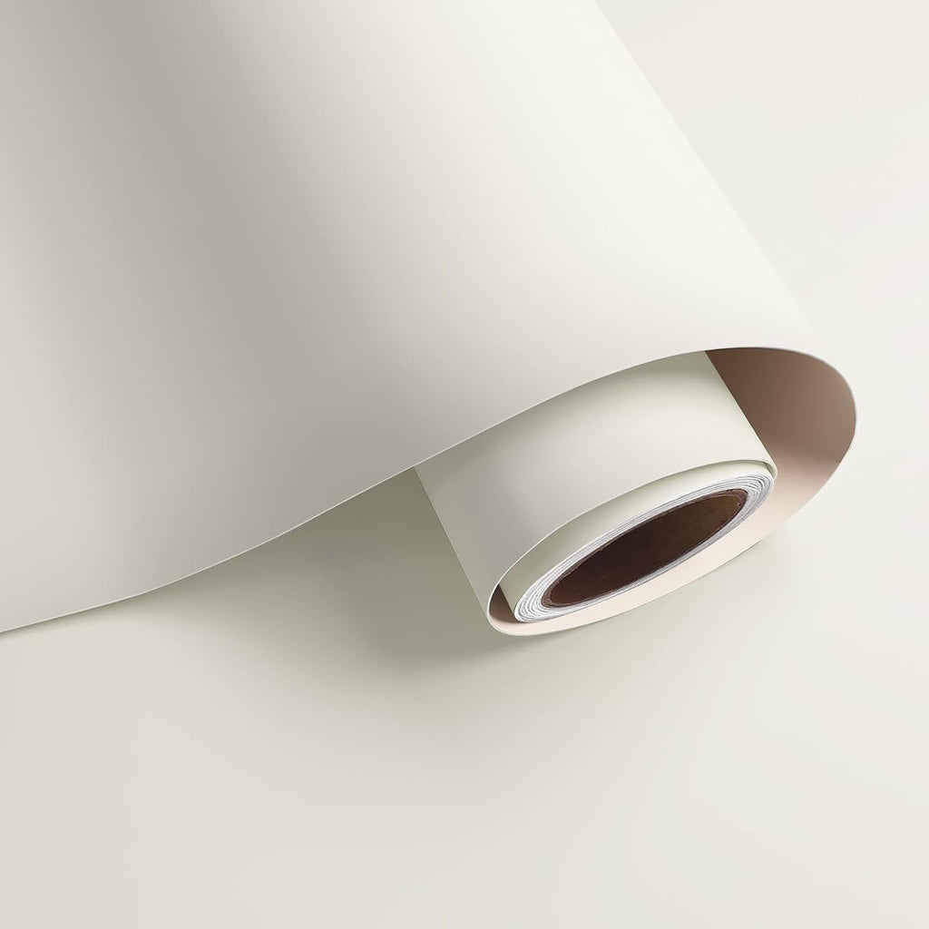 VaryPaper 32''x354'' Large Size Matte Off White Peel and Stick Wallpaper White Contact Paper for Walls Cream White Removable Wallpaper Self Adhesive Wall Paper for Bedroom Bathroom Nursery Renters