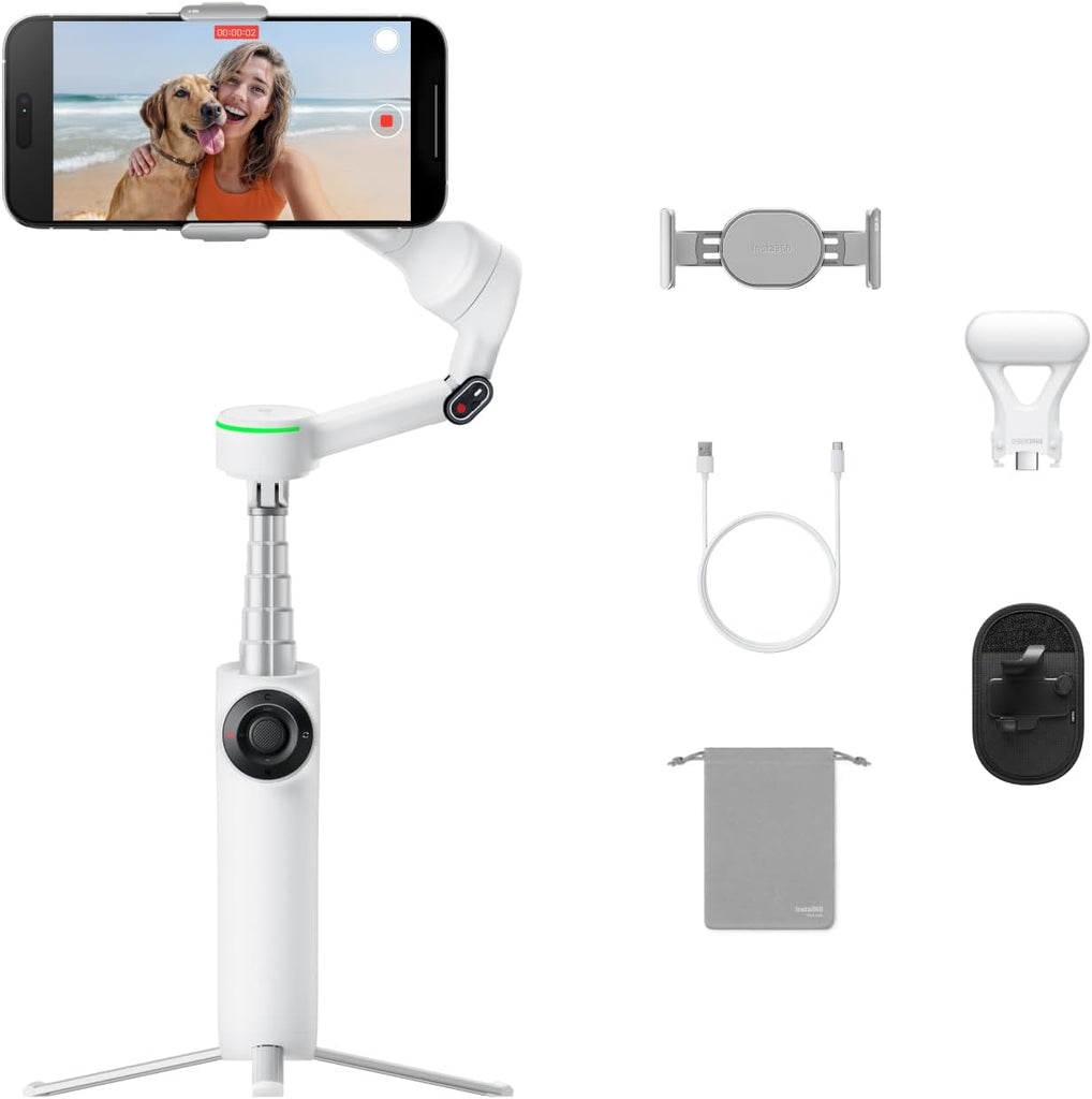 Insta360 Flow 2 Pro - Summit White — Estabilizador gimbal para celular con IA