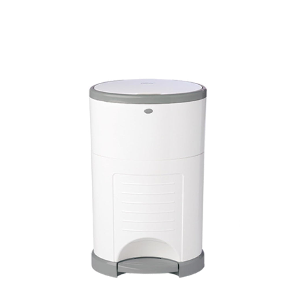 Diaper Dekor EKO MINI Diaper Pail, White, ONLY Eco-Friendly Diaper Pail Made with 70% Recycled Materials, Hands-Free: Step–Drop–Done, Cost-Effective Refill System