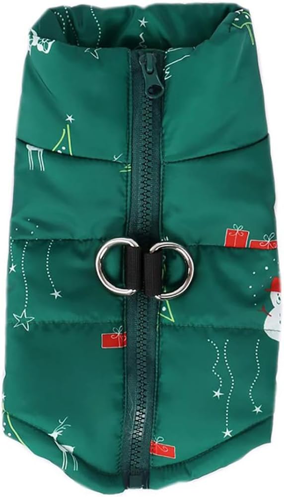 Winter Waterproof Windproof Dog Jacket - Warm Vest Coat for Small & Medium Dogs - Not Suitable for Big Dogs - Santa in Green Medium