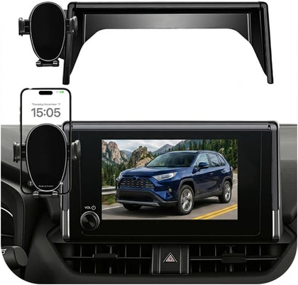 AAGJJ Car Phone Holder for Toyota RAV4 (2019-2024 2025,7/8inch Screen), 360 Phone Holder Rotating, Hands Free Mobile Holder, Car Mount for iPhone, Samsung & Android, 2023 RAV-4 Interior Accessories