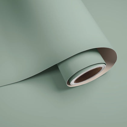 VaryPaper 24''x160'' Light Sage Green Contact Paper Waterproof Matte Green Wallpaper Stick and Peel for Bedroom Bathroom Removable Self Adhesive Solid Color Vinyl Wrap for Countertops Cabinets Desk