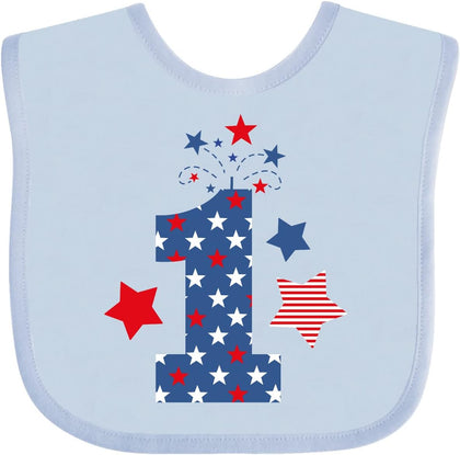 inktastic Firecracker 1st Birthday Baby Bib Light Blue 35b42