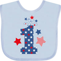 inktastic Firecracker 1st Birthday Baby Bib Pink and White 35b42