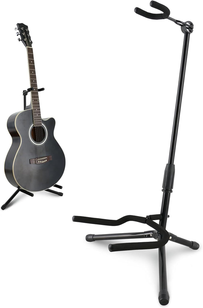 EASTROCK Guitar Stand - Guitar Stands Floor Adjustable Folding Guitar Stand for Acoustic Electric Bass Guitar Banjo Mandolin, Black Tripod with Foam Padding & Non-Slip Feet (1PACK)