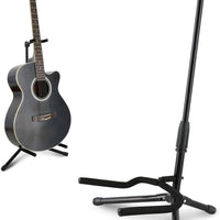EASTROCK Guitar Stand - Guitar Stands Floor Adjustable Folding Guitar Stand for Acoustic Electric Bass Guitar Banjo Mandolin, Black Tripod with Foam Padding & Non-Slip Feet (1PACK)