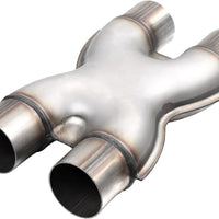 A-KARCK Exhaust X Pipe Dual 2.25" Inlet, 12" Long Dual 2.25" Outlet Stainless Steel X Pipe for Smoother Exhaust (Wide-edge)