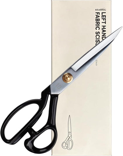 KEARING 10 Inch Heavy Duty Fabric Scissors for Cutting - 0.6 lb Left-Handed