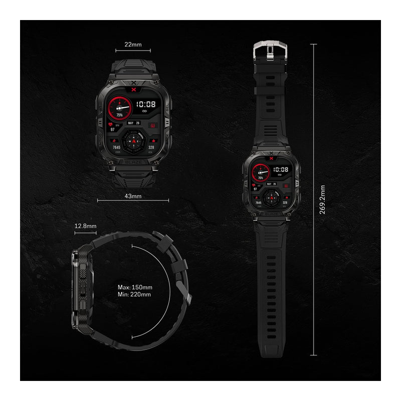 CARBINOX Blaze Smartwatch con GPS, resistente, 170+ modos deportes, Gorilla Glass, llamadas, compatible Android iOS