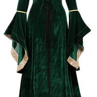 Lehauya Womens Renaissance Costume Dress Medieval Velvet Lace Up Faire Gown