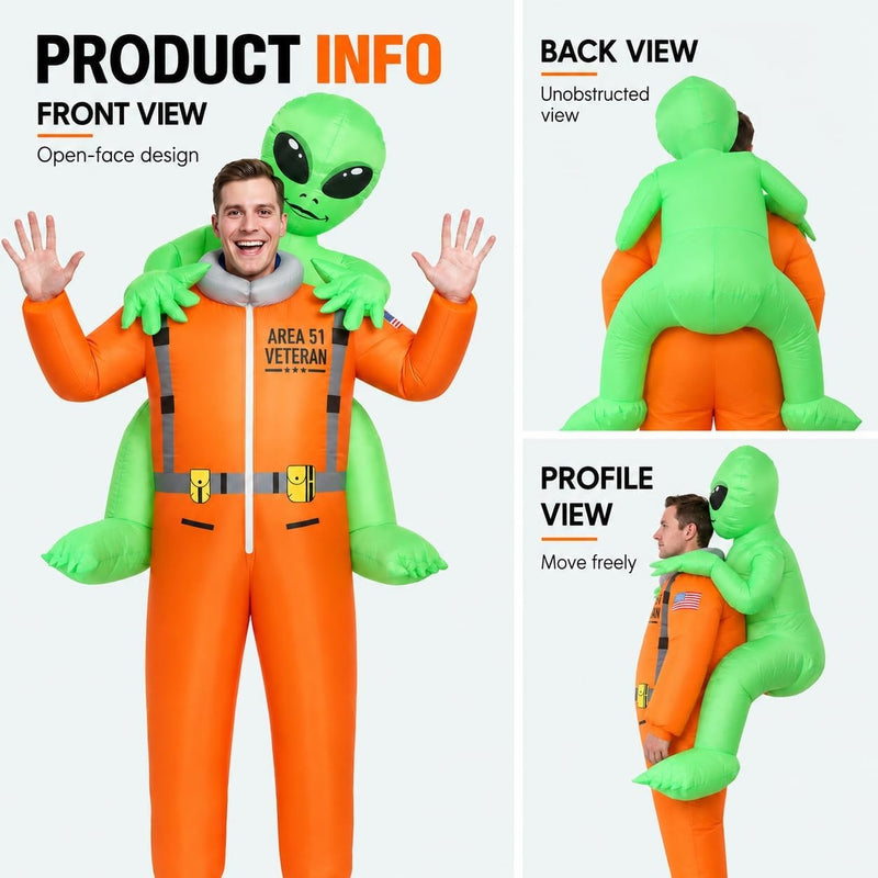 Visita la tienda COOLWUFAN Disfraz inflable de alienígena COOLWUFAN con 2 ventiladores, disfraces inflables para adultos