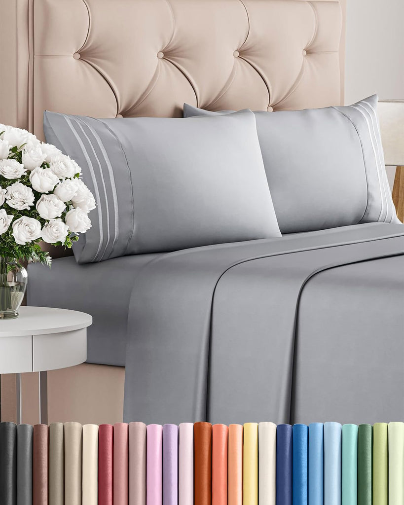 Cal King Size 4 Piece Sheet Set - Breathable & Cooling Sheets - Steel Blue