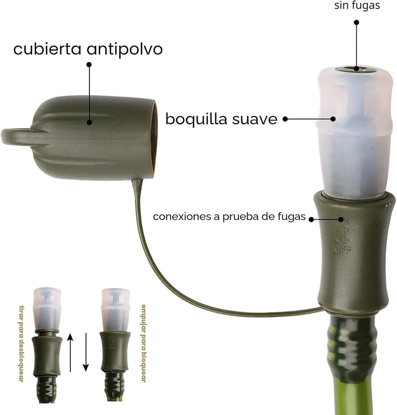 Vejiga de hidratación, vejiga de agua de 1.5-2-3L para mochila de senderismo, bolsa de