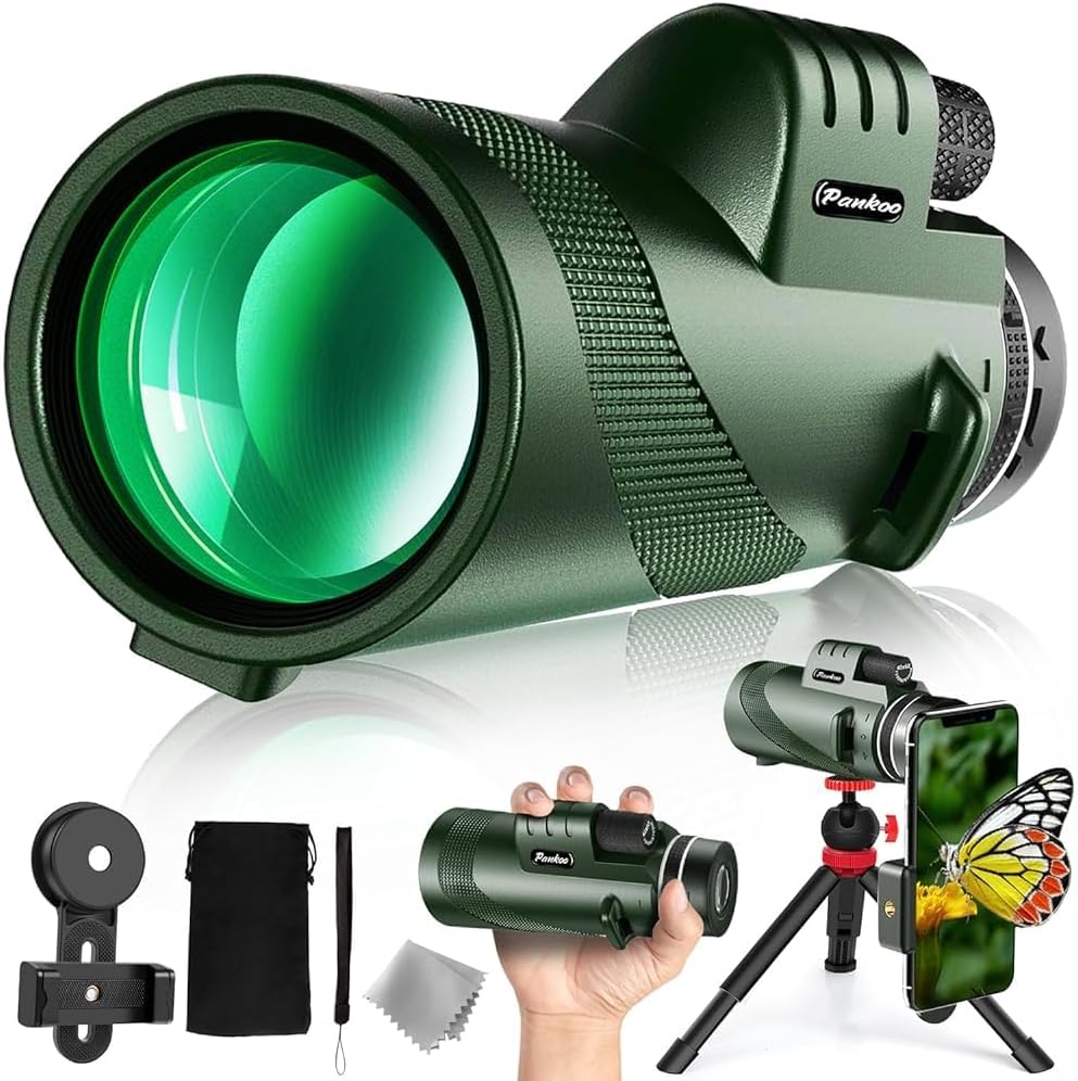 40X60 High Power Monocular Telescope with Tripod & Phone Adapter, HD Low Light Vision for Adults, Perfect for Wildlife Watching, Hiking, Camping and Sporting Events
