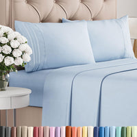 Full Size 4 Piece Sheet Set - Comfy Breathable & Cooling Sheets - Sky Blue