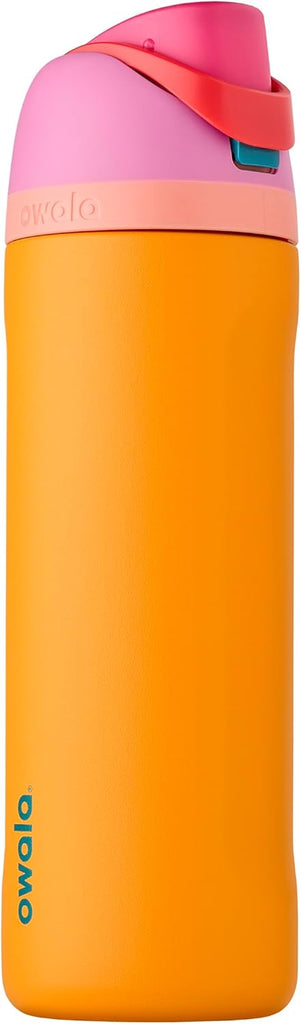 Owala FreeSip Stainless Steel Water Bottle 24 oz Orchid/Orange (Tropical)