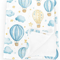 Wicbfdfv Cute Hot Air Balloon Stars Blue Baby Boy Girl Blankets Balloons Cloud Swaddle Blankets Flannel Receiving Blankets Toddler Newborn Daycare Infant Nursery Crib Bed Blankets White 30x40inch