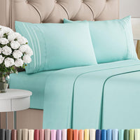 King Size 4 Piece Sheet Set - Comfy Breathable & Cooling Sheets - Spa Blue