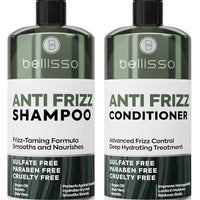Anti Frizz Shampoo and Conditioner Set - Sulfate Free Hair Care Products for Women and Men - Frizzy Hair Control - Hydrating, Smoothing Salon Moisture - Paraben Free Formula - 16 Fl Oz (Set of 2)