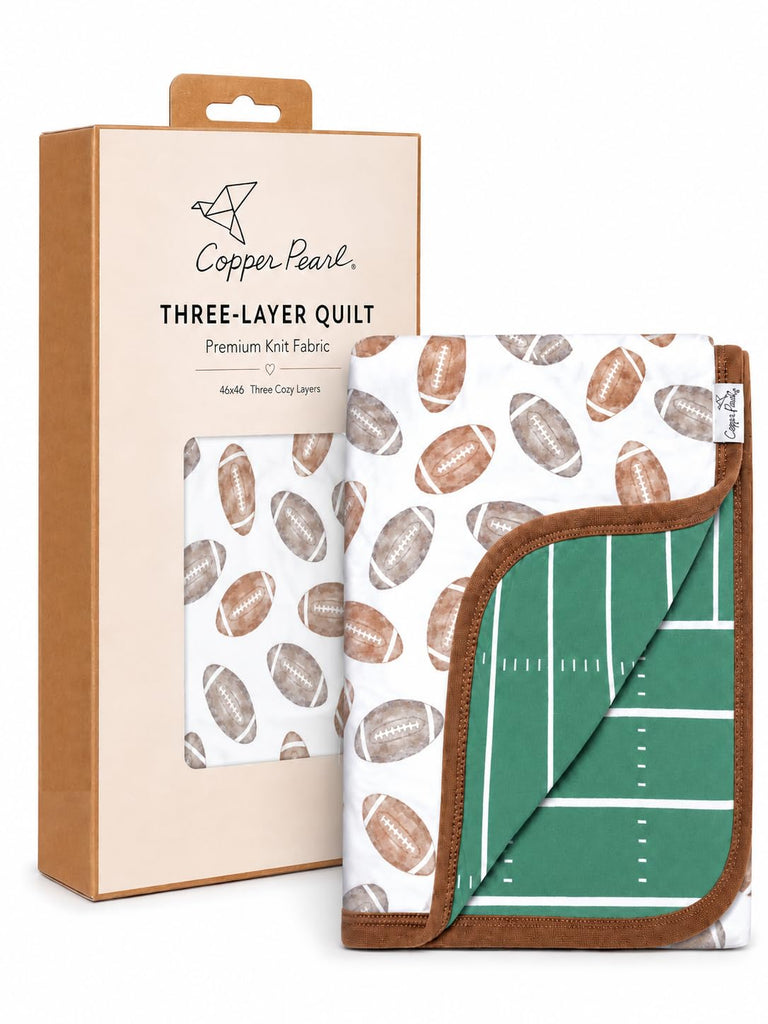 Copper Pearl Blitz Three-Layer Quilt: Soft, Breathable Baby Blanket | Cozy Toddler Quilt | Premium Polyester/Rayon, 46x46