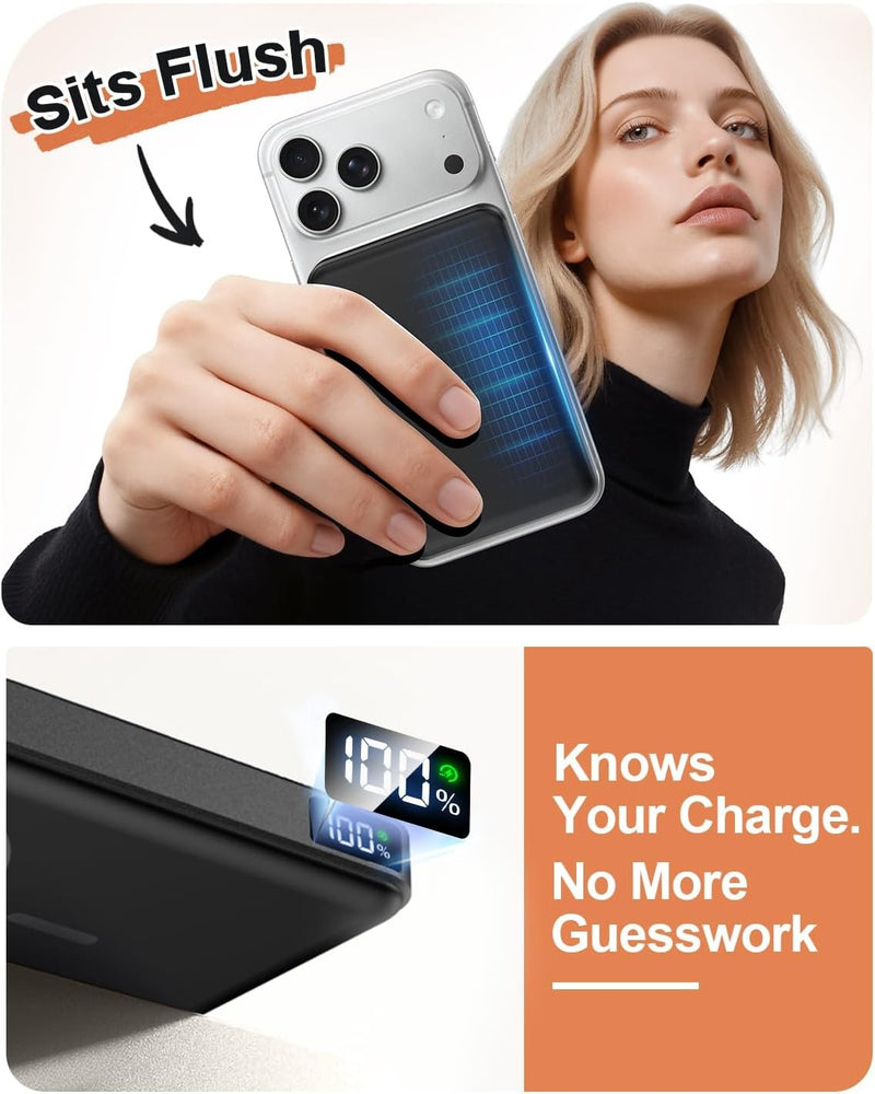 golioklsy 10000mAh Portable Charger, Magnetic Power Bank for Magsafe Charger, Slim